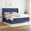 Image de Sommier À Lattes De Lit Avec Matelas Bleu 160x200 Cm Tissu Vidaxl