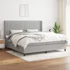 Image de Sommier À Lattes De Lit Avec Matelas Gris Clair 200x200cm Tissu Vidaxl