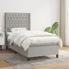 Image de Sommier À Lattes De Lit Avec Matelas Gris Clair 90x200 Cm Tissu Vidaxl