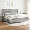 Image de Sommier À Lattes De Lit Avec Matelas Gris Clair 200x200cm Tissu Vidaxl