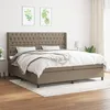 Image de Sommier À Lattes De Lit Avec Matelas Taupe 200x200 Cm Tissu Vidaxl