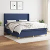 Image de Sommier À Lattes De Lit Avec Matelas Bleu 180x200 Cm Tissu Vidaxl
