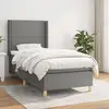 Image de Sommier À Lattes De Lit Avec Matelas Gris Foncé 90x200 Cm Tissu Vidaxl