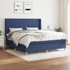 Image de Sommier À Lattes De Lit Avec Matelas Bleu 160x200 Cm Tissu Vidaxl