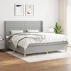 Image de Sommier À Lattes De Lit Avec Matelas Gris Clair 200x200cm Tissu Vidaxl