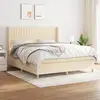 Image de Sommier À Lattes De Lit Avec Matelas Crème 180x200 Cm Tissu Vidaxl