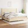 Image de Sommier À Lattes De Lit Avec Matelas Crème 200x200 Cm Tissu Vidaxl