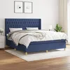 Image de Sommier À Lattes De Lit Avec Matelas Bleu 180x200 Cm Tissu Vidaxl