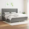 Image de Sommier À Lattes De Lit Avec Matelas Gris Foncé 200x200cm Tissu Vidaxl