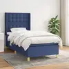 Image de Sommier À Lattes De Lit Avec Matelas Bleu 100x200 Cm Tissu Vidaxl