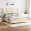 Image de Sommier À Lattes De Lit Avec Matelas Crème 160x200 Cm Tissu Vidaxl