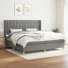 Image de Sommier À Lattes De Lit Avec Matelas Gris Foncé 200x200cm Tissu Vidaxl
