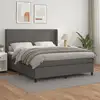 Image de Sommier À Lattes De Lit Avec Matelas Gris 180x200 Cm Similicuir Vidaxl