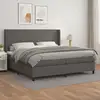 Image de Sommier À Lattes De Lit Avec Matelas Gris 200x200 Cm Similicuir Vidaxl