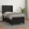Image de Sommier    Lattes De Lit Avec Matelas Noir 100x200 Cm Similicuir Vidaxl