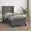 Image de Sommier    Lattes De Lit Avec Matelas Gris 100x200 Cm Similicuir Vidaxl