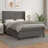 Image de Sommier À Lattes De Lit Avec Matelas Gris 140x200 Cm Similicuir Vidaxl