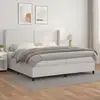 Image de Sommier À Lattes De Lit Avec Matelas Blanc 200x200cm Similicuir Vidaxl