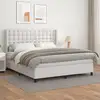 Image de Sommier À Lattes De Lit Avec Matelas Blanc 180x200cm Similicuir Vidaxl