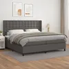 Image de Sommier À Lattes De Lit Avec Matelas Gris 200x200 Cm Similicuir Vidaxl