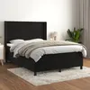 Image de Sommier À Lattes De Lit Avec Matelas Noir 140x190 Cm Velours Vidaxl