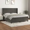 Image de Sommier À Lattes De Lit Et Matelas Gris Foncé 160x200cm Velours Vidaxl