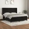 Image de Sommier À Lattes De Lit Et Matelas Noir 160x200 Cm Velours Vidaxl