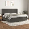 Image de Sommier À Lattes De Lit Et Matelas Gris Foncé 200x200cm Velours Vidaxl
