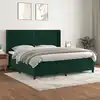 Image de Sommier À Lattes De Lit Et Matelas Vert Foncé 200x200cm Velours Vidaxl