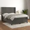 Image de Sommier À Lattes De Lit Et Matelas Gris Foncé 140x200cm Velours Vidaxl