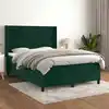 Image de Sommier À Lattes De Lit Et Matelas Vert Foncé 140x200cm Velours Vidaxl