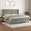 Image de Sommier À Lattes De Lit Et Matelas Gris Clair 200x200cm Velours Vidaxl