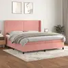 Image de Sommier À Lattes De Lit Avec Matelas Rose 200x200 Cm Velours Vidaxl
