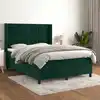 Image de Sommier À Lattes De Lit Et Matelas Vert Foncé 140x200cm Velours Vidaxl