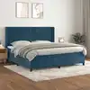 Image de Sommier À Lattes De Lit Et Matelas Bleu Foncé 200x200cm Velours Vidaxl