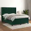 Image de Sommier À Lattes De Lit Et Matelas Vert Foncé 140x190cm Velours Vidaxl
