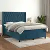 Image de Sommier    Lattes De Lit Et Matelas Bleu Fonc © 140x200cm Velours Vidaxl