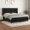 Image de Sommier À Lattes De Lit Avec Matelas Noir 180x200 Cm Velours Vidaxl
