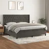 Image de Sommier À Lattes De Lit Et Matelas Gris Foncé 200x200cm Velours Vidaxl