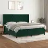 Image de Sommier À Lattes De Lit Et Matelas Vert Foncé 200x200cm Velours Vidaxl