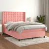 Image de Sommier À Lattes De Lit Avec Matelas Rose 140x190 Cm Velours Vidaxl