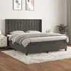 Image de Sommier À Lattes De Lit Et Matelas Gris Foncé 160x200cm Velours Vidaxl