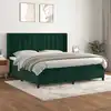 Image de Sommier À Lattes De Lit Et Matelas Vert Foncé 200x200cm Velours Vidaxl