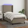 Image de Sommier À Lattes De Lit Matelas Et Led Taupe 90x190 Cm Tissu Vidaxl
