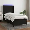 Image de Sommier À Lattes De Lit Matelas Et Led Noir 100x200 Cm Tissu Vidaxl