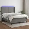 Image de Sommier À Lattes De Lit Et Matelas Et Led Gris Foncé 140x190 Cm Vidaxl
