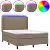 Image de Sommier À Lattes De Lit Matelas Et Led Taupe 140x190 Cm Tissu Vidaxl