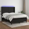 Image de Sommier À Lattes De Lit Matelas Et Led Noir 140x200 Cm Tissu Vidaxl