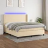 Image de Sommier À Lattes De Lit Matelas Et Led Crème 160x200 Cm Tissu Vidaxl