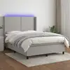 Image de Sommier À Lattes De Lit Matelas Led Gris Clair 140x190 Cm Tissu Vidaxl